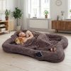 Human Dog Bed Washable Non Slip Bottom Comfortable PetSafe Plush Faux Fur Oversized Lounger Cushion Removable Cover