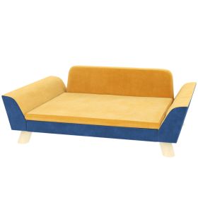PawHut — Dog Sofa Bed — Removable Cushion Plush Touch Orange Blue Furniture Style Small Dogs