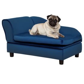 PawHut — Dog Sofa Bed — Lift Top Storage Tufted Cushion Blue Furniture Style Small Dogs