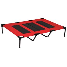 PawHut — Elevated Dog Bed — Mesh Cooling Portable Outdoor Cot 48x36.25 Red XXL Indoors Outdoors