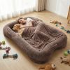 Human Dog Bed Washable Non Slip Bottom Comfortable PetSafe Plush Faux Fur Oversized Lounger Cushion Removable Cover