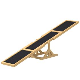 PawHut Wooden Dog Agility Seesaw Yellow Anti Slip Surface Outdoor Fir Wood Training Exercise Obedience Balance