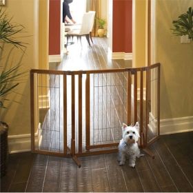 Premium Plus Freestanding Gate Adjustable Hardwood Doorway Barrier Safety Panel Indoor Training Enclosure