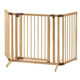 Adjustable Freestanding Wooden Indoor Gate Walk Through Locking Panel Design Secure Durable Barrier Medium Dogs Home Safety