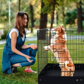 Dog Playpen Panels Zippered Top Cover Ground Mat Oxford Fabric Heavy-Duty Foldable Exercise Pen CCS