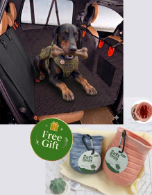 Muddy Paws Road Trip Kit – Waterproof Car Seat Cover + FREE Portable Paw Cleaner Cup