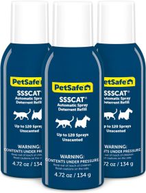PetSafe SSSCAT Refill Can 3 Pack Automatic Spray Pet Deterrent Unscented Training Replacement 120 Sprays Odorless Residue Free