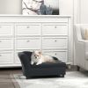 Luxury Dog Bed Soft Foam Couch Hidden Storage Small Dark Grey CCS