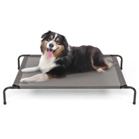 Elevated Dog Bed Gray Heavy Duty Alloy Steel Frame Breathable Textilene Mesh Orthopedic Cot CCS