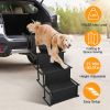 Foldable Dog Ramp 4 Step Collapsible Non-Slip Stairs 176LBS Steel Ladder Straps Tether Clip