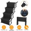 Foldable Dog Ramp 4 Step Collapsible Non-Slip Stairs 176LBS Steel Ladder Straps Tether Clip