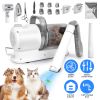 Professional Dog Hair Grooming Vacuuming Kit 7 Tools Clipper Dust Cup Strong Suction Low Noise Adjustable