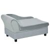 Luxury Dog Bed Soft Foam Couch Hidden Storage Small Grey CCS