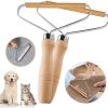 Pet Hair Remover Brush Dog Hair Removal Tool Wood Handle Clothes Furniture Blankets Upholstery Durable Effective Grooming Accessory