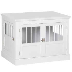 PawHut Wooden Dog Crate End Table Triple Doors Steel Tubes Furniture