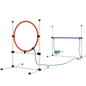 PawHut 5pc Dog Agility Training Equipment Set Spray Water Tube White