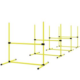PawHut Dog Agility Training 4 Piece Set Adjustable Height Jump Bars Carry Bag Yellow