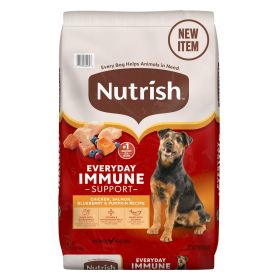 Nutrish Natural Immune Support Dry Dog Food Chicken Salmon Blueberry Pumpkin Antioxidant Blend Whole Grain Wellness Nutrition 26lb Bag