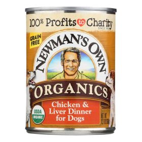 Newmans Own Organics Chicken Liver Dinner Wet Dog Food Organic Grain Free High Protein Natural Healthy Meal Premium Quality Charitable Brand
