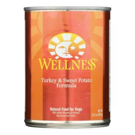 Wellness Grain Free Turkey Sweet Potato Canned Dog Food Natural High Protein Case of 12