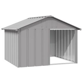 Dog House Gray Galvanized Steel Shelter Sturdy Safety