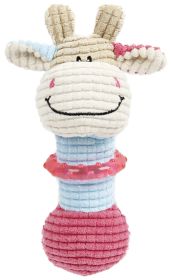 Pet Life Giraffe-Cow Plush Squeaky Rubber Teething Dog Toy