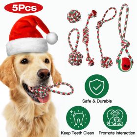 5 Pcs Christmas Dog Rope Chew Toys Interactive Set Training Teething Playing Holiday