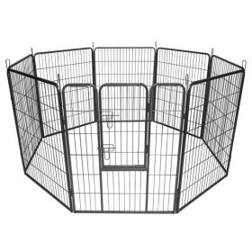 40" Dog Playpen Heavy Duty Metal Exercise Fence Hammigrid 8 Panel Silver