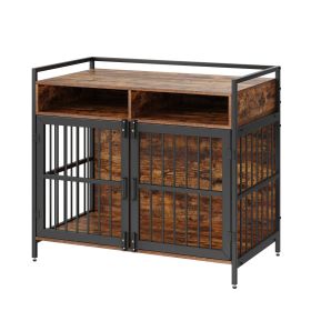 VEVOR Furniture Style Dog Crate Storage Double Doors Wooden Cage Indoor