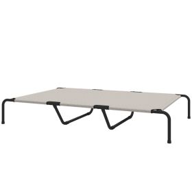 PawHut — Heavy Duty Elevated Dog Bed — Chew Resistant Cooling Outdoor Cot 59.8x37 Black Beige White Large Dogs