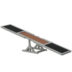 PawHut Outdoor Gray Fir Wood Dog Agility Seesaw Heavy-Duty Balance Teeter-Totter Training Obstacle