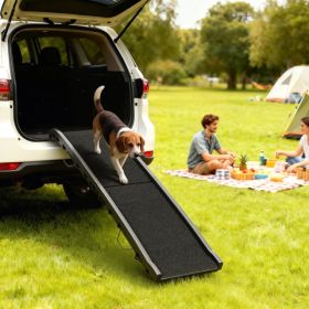 PawHut Dog Car Ramp Foldable Extra-Long High-Traction Grass Surface Portable Non-Slip Lightweight