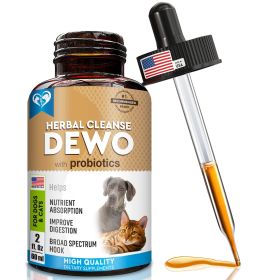 DEWO Natural Parasite Support Digestive Care Drops Probiotic Fiber Enzyme Formula Immune Health Gut Balance Gentle Worm Remova Daily Dog