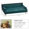 PawHut Dog Couch for Large Dogs, Dog Couch bed Large w/ Washable Cover, Wooden Legs, Soft Pet Couch for Comfort Sleep, Teal