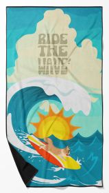 Surfer Dog Gold White Longhair Chihuahua Premium Beach Towel Oversized Towel Beach Blanket, Pool, Beach Essentials, Yoga, Premium Bath Towel