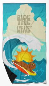 Caroline’s Treasures Surfer Dog Ruby Cavalier Spaniel Beach Towel Oversized Premium Quick Dry Plush Vibrant Soft Pool Blanket Bath Design