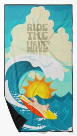 Surfer Dog Longhair White Chihuahua Premium Beach Towel Oversized Towel Beach Blanket, Pool, Beach Essentials, Yoga, Premium Bath Towel
