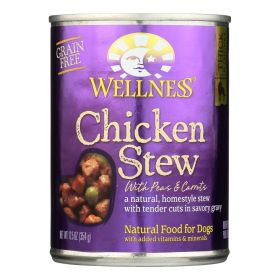 Wellness Chicken Stew Peas Carrots Wet Dog Food 12oz Case Natural Homestyle Balanced Nutrition Vitamins Minerals Savory Meal Design