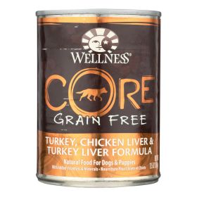 Wellness Turkey Chicken Liver Wet Dog Food 12.5oz Case Grain Free High Protein Natural Nutrition Balanced Healthy Adult Meal Design