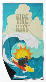 Caroline’s Treasures Surfer Dog Black French Bulldog Beach Towel Oversized Plush Quick Dry Premium Bath Pool Blanket Vibrant Soft Design