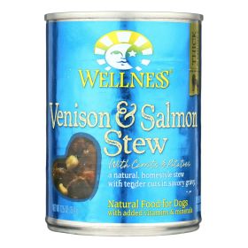 Wellness Venison Salmon Stew Carrots Potatoes Wet Dog Food Natural Nutrition Grain Free High Protein Savory Balanced Homestyle Meal Design
