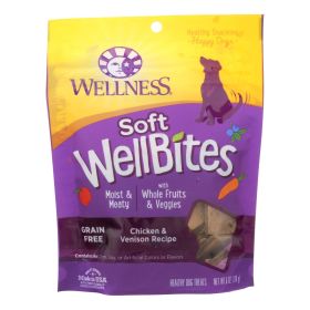 Wellness WellBites Chicken Venison Soft Dog Treats Natural Grain Free Healthy Protein Snack Fresh Meat Fruits Vegetables Design