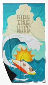 Caroline’s Treasures Surfer Dog Piebald English Bulldog Beach Towel Oversized Plush Quick Dry Premium Bath Pool Blanket Vibrant Soft