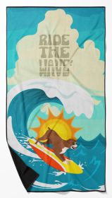 Caroline’s Treasures Surfer Dog Fawn Boxer Beach Towel Oversized Plush Quick Dry Premium Bath Pool Blanket Yoga Beach Essentials Soft