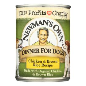 Newman’s Own Organic Chicken Brown Rice Wet Dog Food 12.7oz Natural High Protein Pate Balanced Nutrition Adult Digestive Wellness Design