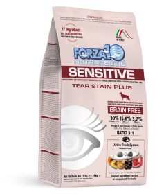 Forza10 Grain Free Anchovy Pork Salmon Protein Dry Dog Food Tear Stain Allergy Support Omega Vitamins Minerals Eye Health Clean Formula