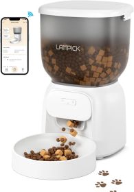 LAMPICK Smart Automatic Dog Feeder WiFi App Control Dual Power Four Liter Dispenser Indoor Dry Food System Modern Daily Feeding