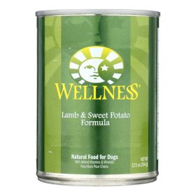 Wellness Lamb Sweet Potato Carrot Flaxseed Whitefish Wet Dog Food 12 Pack Grain Free Natural Balanced Nutrition Healthy Homestyle Meal