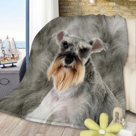 Schnauzer Flannel Velvet Blanket Cozy Soft Warm Puppy Dog Throw Breathable Durable Versatile Home Couch Bed Comfort