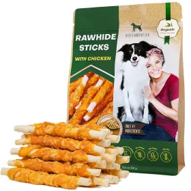Beloved Pets Chicken Wrapped Dog Chew Sticks Natural Grain Free Human Grade Organic Meat Training Snacks Bulk